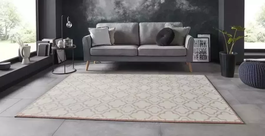 Tapeso Vloerkleed retro klaverblad lichtroze 180x260 cm