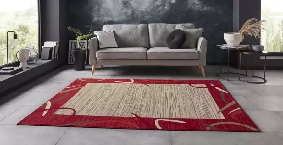 Tapeso Vloerkleed retro lijstmotief rood 160x220 cm