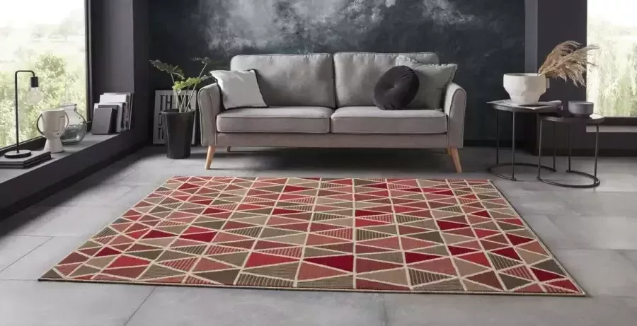 Tapeso Vloerkleed triangle design rood 80x150 cm