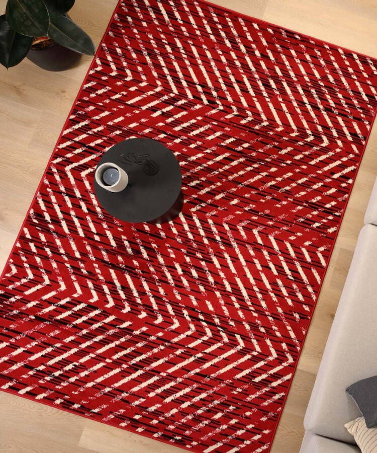 Tapeso Vloerkleed zig-zag Bowie rood 140x200 cm