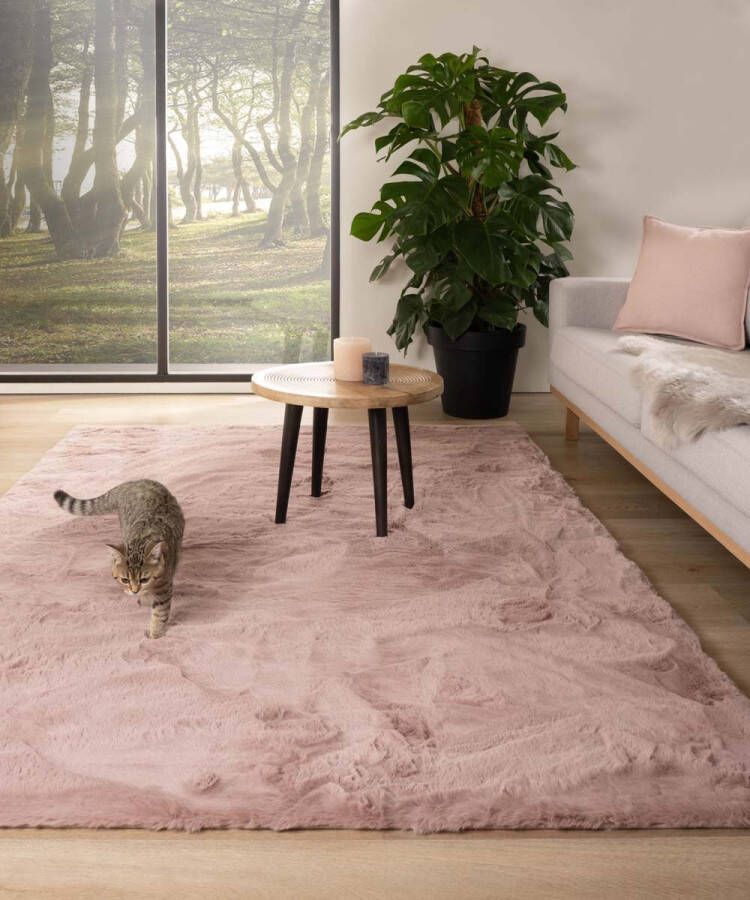Tapeso Zacht hoogpolig vloerkleed Comfy plus roze 160x230 cm