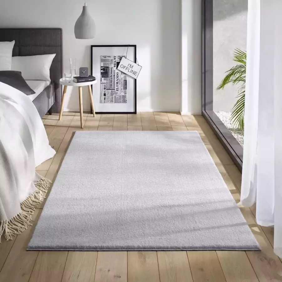 Tapeso Zacht vloerkleed Loft grijs wasbaar 30°C 200x290 cm