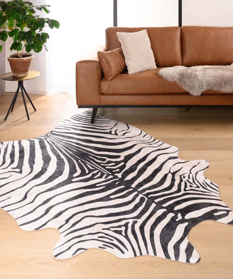 Tapeso Zebra vloerkleed Happy Zebra zwart|wit 105x150 cm - Foto 2