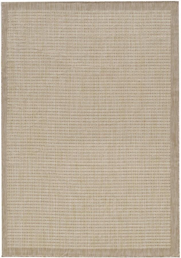 Tapijtenmagazijn Giza Vloerkleed – Beige met Kader – Laagpolig & Modern – Voor Binnen & Buiten – 240x340 cm