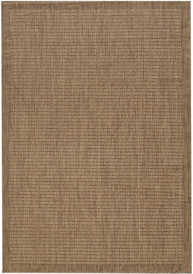 Tapijtenmagazijn Giza Vloerkleed – Bruin met Kader – Laagpolig & Modern – Voor Binnen & Buiten – 240x340 cm