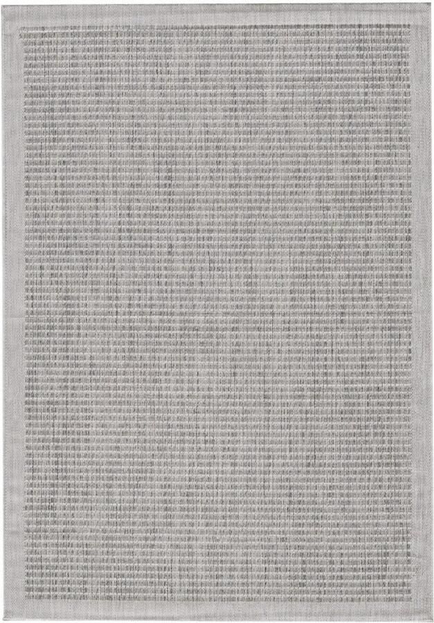 Tapijtenmagazijn Giza Vloerkleed – Grijs met Kader – Laagpolig & Modern – Voor Binnen & Buiten – 280x370 cm