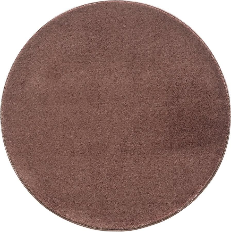 Tapijtenmagazijn Hoogpolig Catwalk Vloerkleed – Bruin – Luxe & Zacht – Wasbaar – 160x160 cm rond