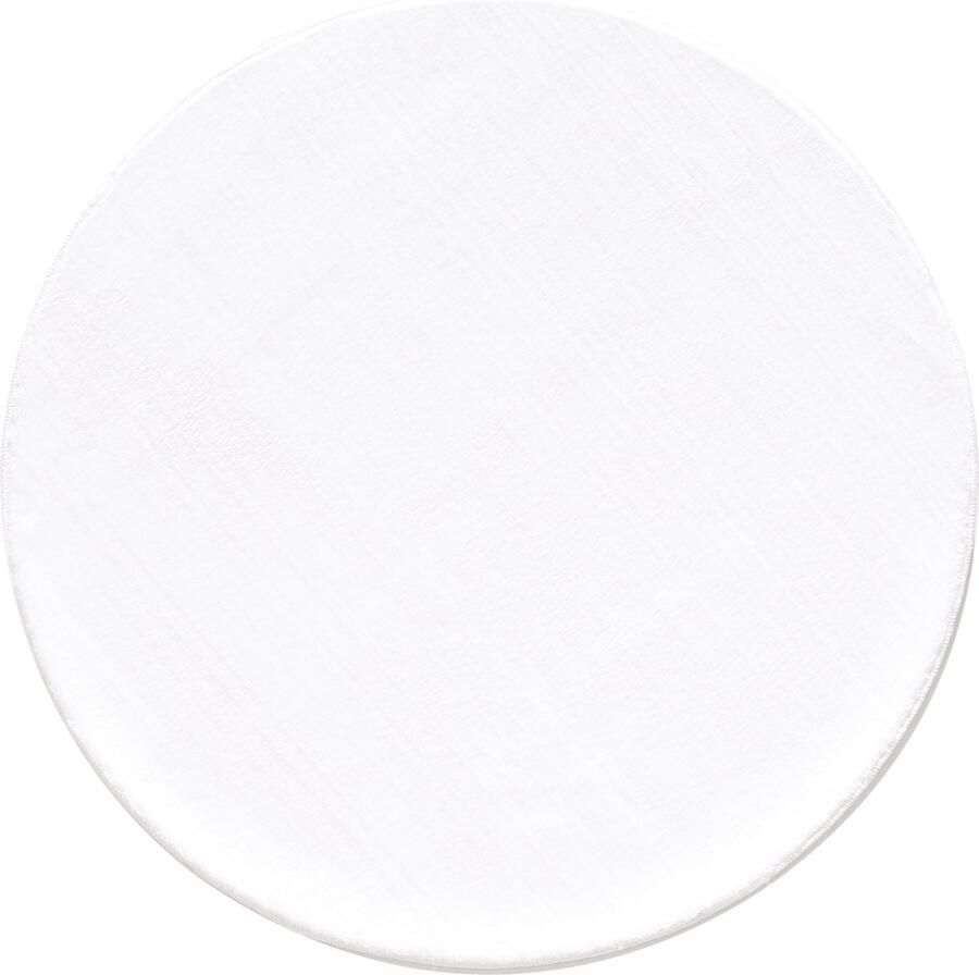Tapijtenmagazijn Hoogpolig Catwalk Vloerkleed – Crème – Luxe & Zacht – Wasbaar – 80x80 cm rond
