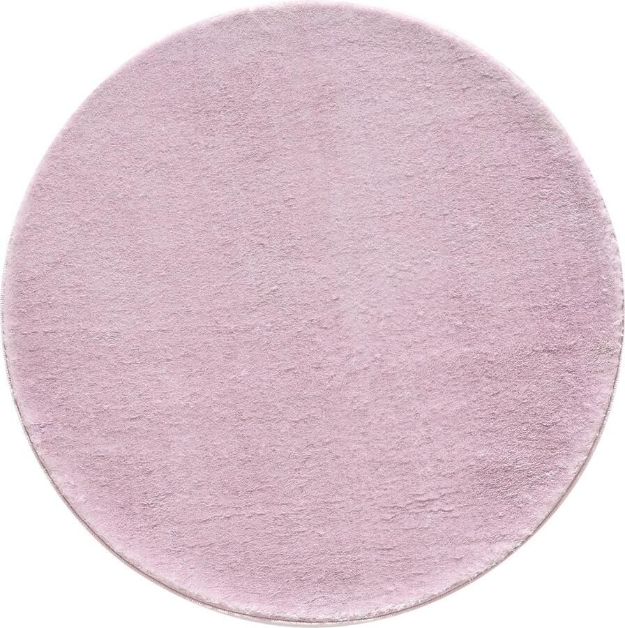 Tapijtenmagazijn Hoogpolig Catwalk Vloerkleed – Lila – Luxe & Zacht – Wasbaar – 80x80 cm rond