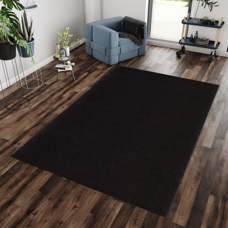 Tapijtenmagazijn Hoogpolig Catwalk Vloerkleed – Zwart – Luxe & Zacht – Wasbaar – 120x160 cm - Foto 2