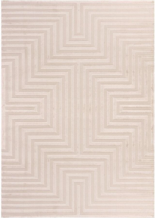 Tapijtenmagazijn Sahara Vloerkleed – Beige – Laagpolig met Modern Lijnenspel – 200x290 cm - Foto 2