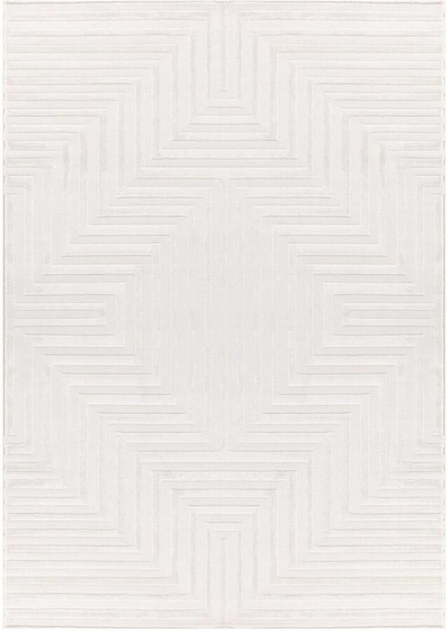 Tapijtenmagazijn Sahara Vloerkleed – Crème – Diagonaal Lijnenspel – Laagpolig & Modern – 140x200 cm - Foto 2