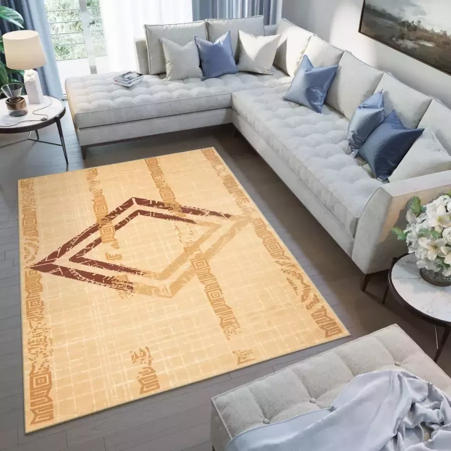 Tapiso Atena Vloerkleed Beige Licht Klassiek Woonkamer Tapijt Maat- 200x300