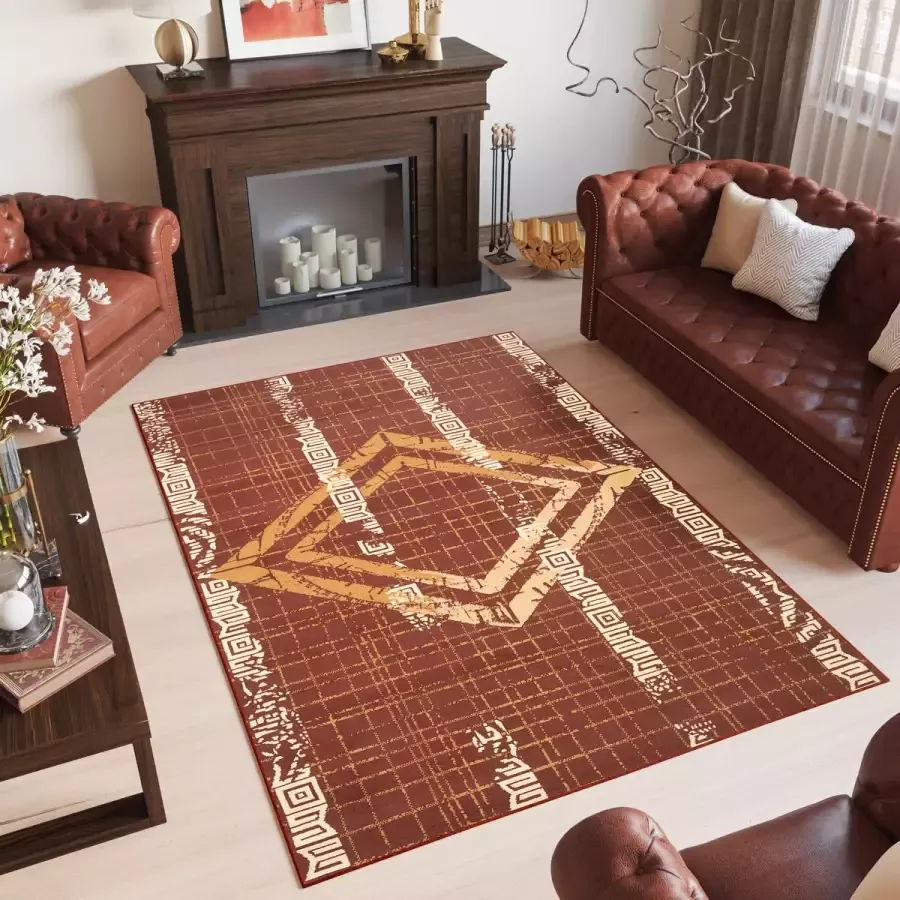 Tapiso Atena Vloerkleed Bruin Oosters Oriental Woonkamer Tapijt Maat- 160x220