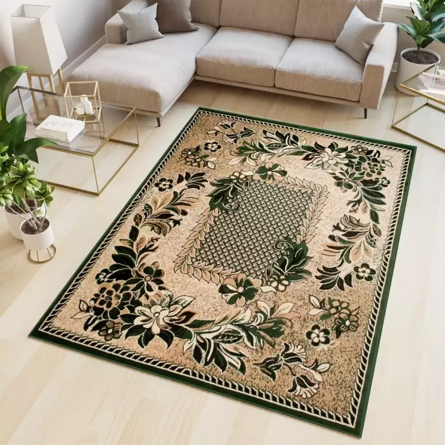 Tapiso Atlas PP Vloerkleed Beige Bloemen Woonkamer Tapijt Maat- 140x200