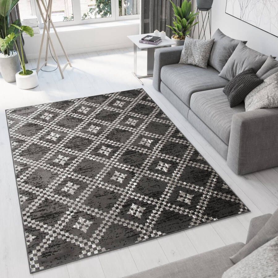 Tapiso Bali PP Vloerkleed Grijs Kleed Woonkamer Maat- 220x300