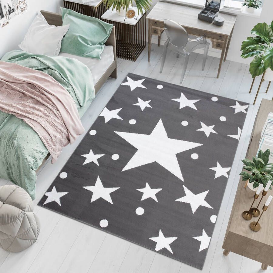 Tapiso Bali PP Vloerkleed Grijs Laagpolig Tapijt Kinderkamer Maat- 250x300
