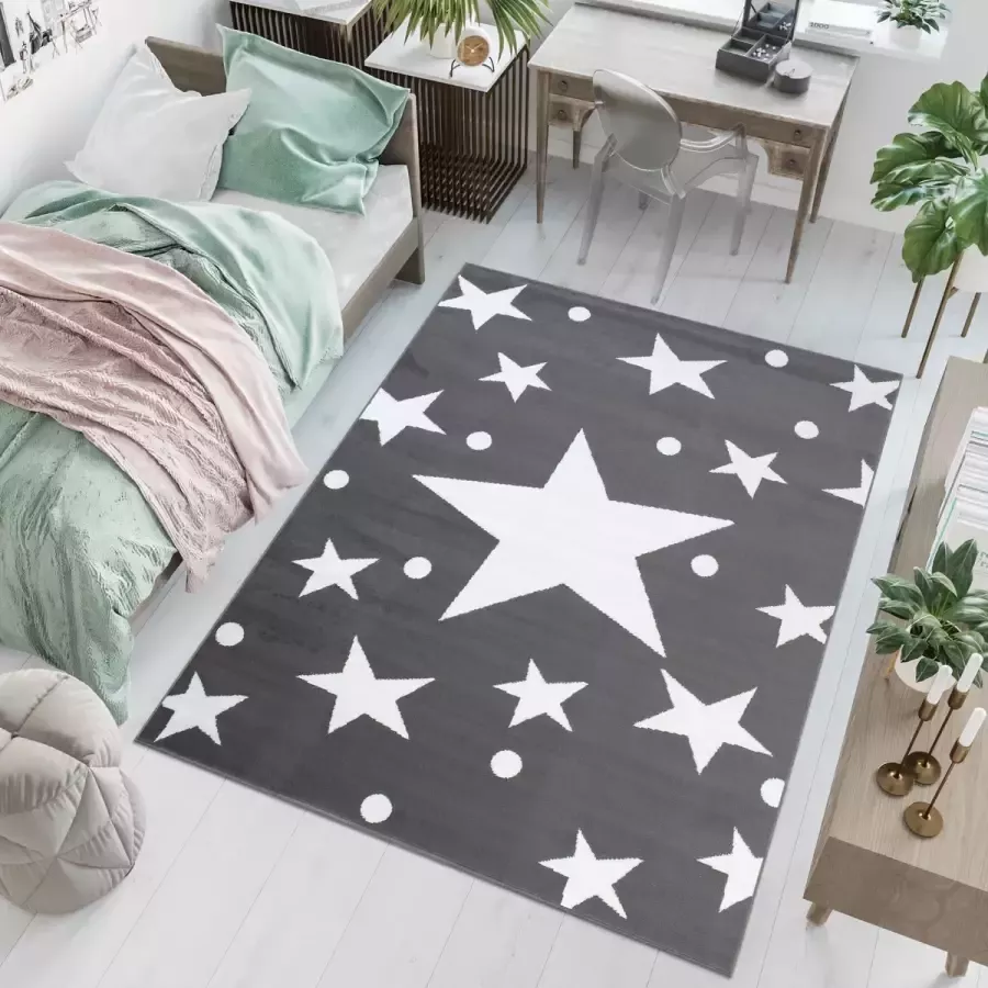 Tapiso Bali PP Vloerkleed Grijs Laagpolig Tapijt Kinderkamer Maat- 250x300