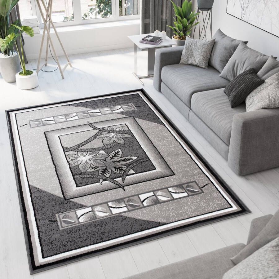 Tapiso Bali PP Vloerkleed Grijs Laagpolig Tapijt Klassiek Maat- 120x170