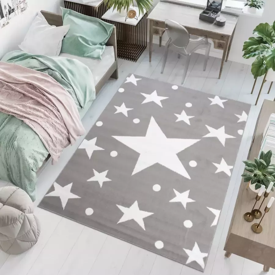 Tapiso Bali PP Vloerkleed Grijs Tapijt Kinderkamer Laagpolig Maat- 250x300