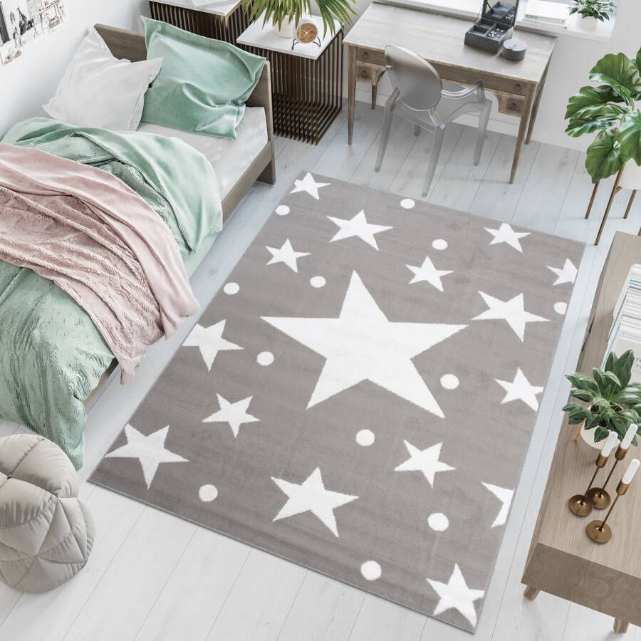 Tapiso Bali PP Vloerkleed Grijs Tapijt Kinderkamer Laagpolig Maat- 300x400
