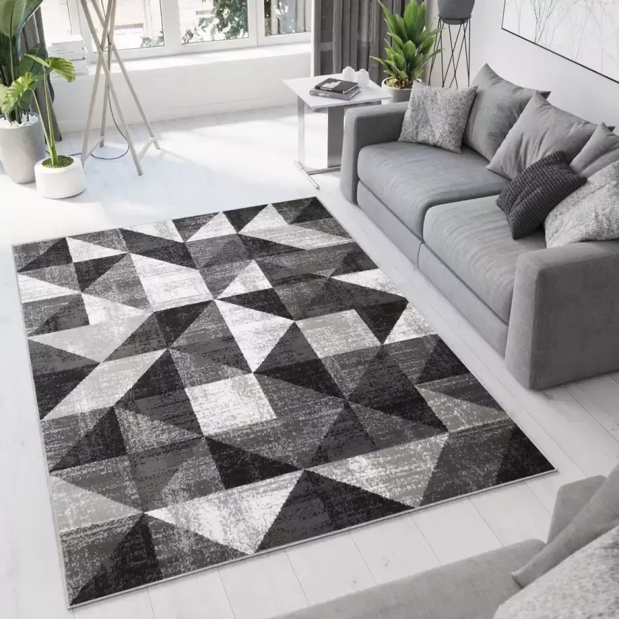 Tapiso Bali PP Vloerkleed Grijs Woonkamer Laagpolig Tapijt Maat- 140x200