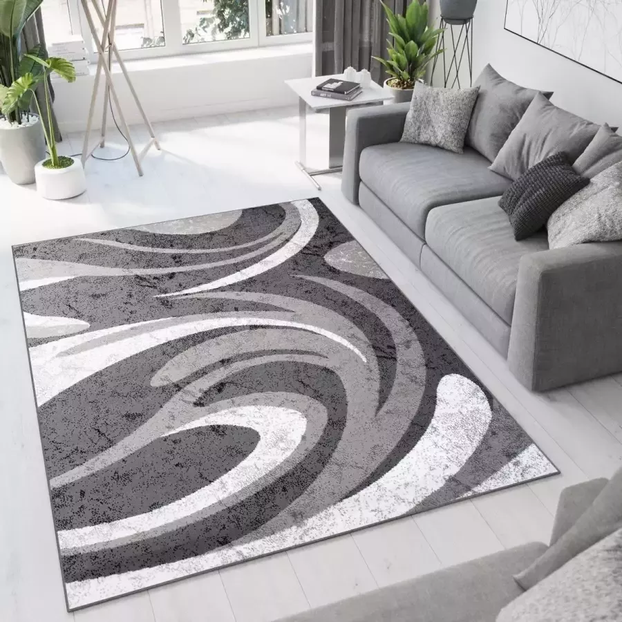 Tapiso Bali PP Vloerkleed Grijs Woonkamer Laagpolig Tapijten Maat- 140x200