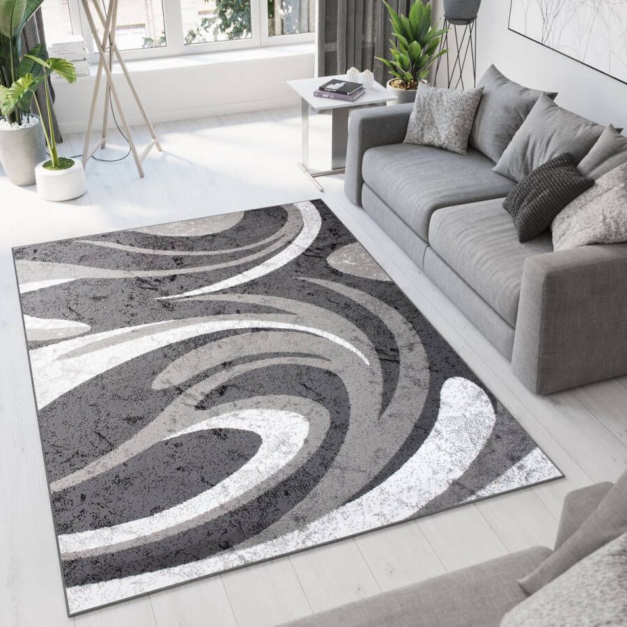 Tapiso Bali PP Vloerkleed Grijs Woonkamer Laagpolig Tapijten Maat- 80x150