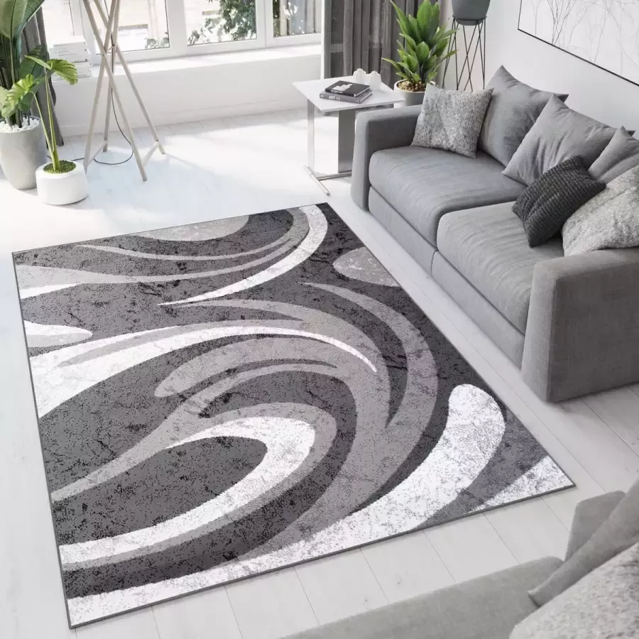 Tapiso Bali PP Vloerkleed Grijs Woonkamer Laagpolig Tapijten Maat- 80x150