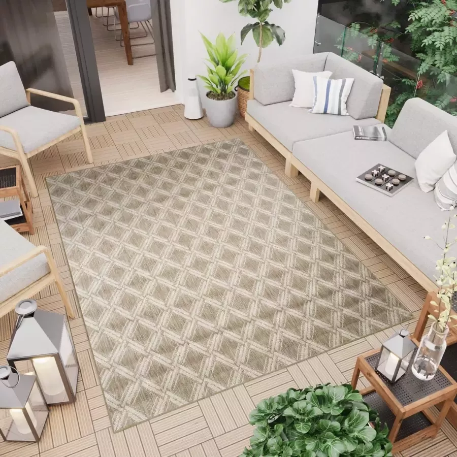 Tapiso Capri Vloerkleed Indoor Outdoor Woonkamer Tuintapijt Binnen Maat- 140x200