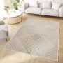 Tapiso Crystal Vloerkleed Bruin Beige Lijnen 3D Effect Tapijt Maat- 160x220 - Thumbnail 2
