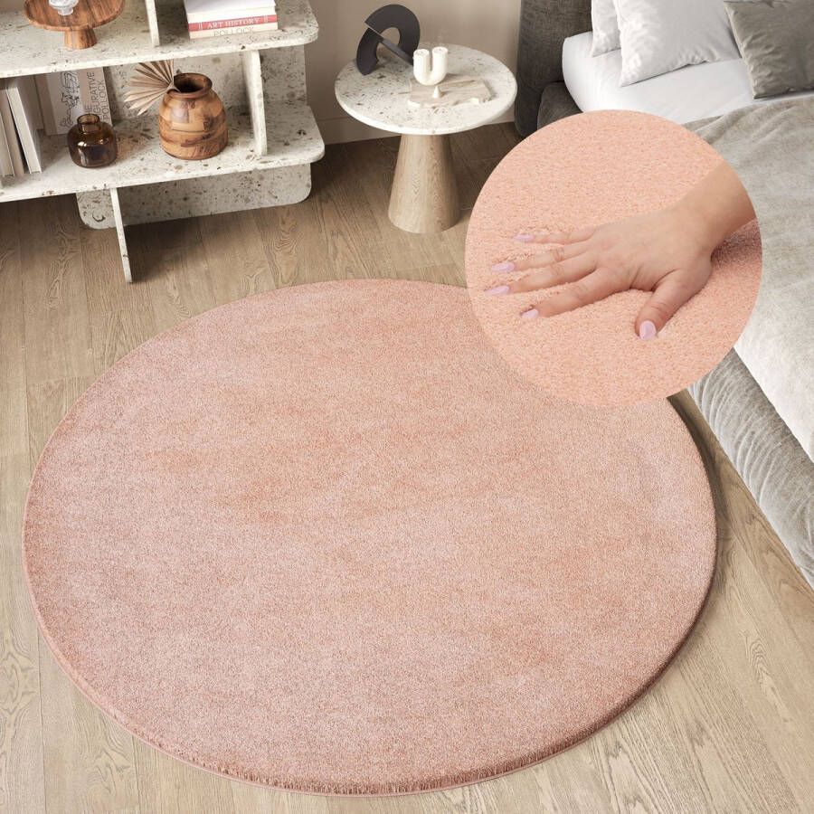 Tapiso Cuddle Rond Vloerkleed Zacht Hoogpolig Shaggy Tapijt Maat- 100x100