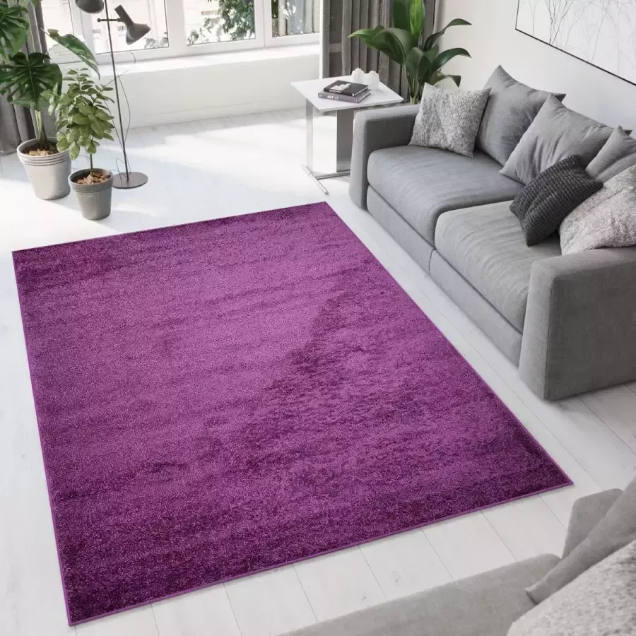 Tapiso Delhi Vloerkleed Hoogpolig Violet Paars Kleed Tapijt Maat- 120x170