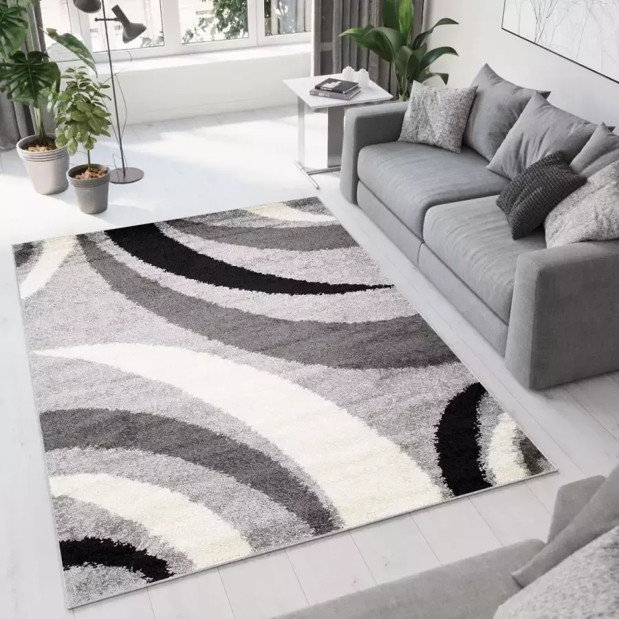 Tapiso Delhi Vloerkleed Hoogpolig Zacht Golven Tapijt Maat- 60x100