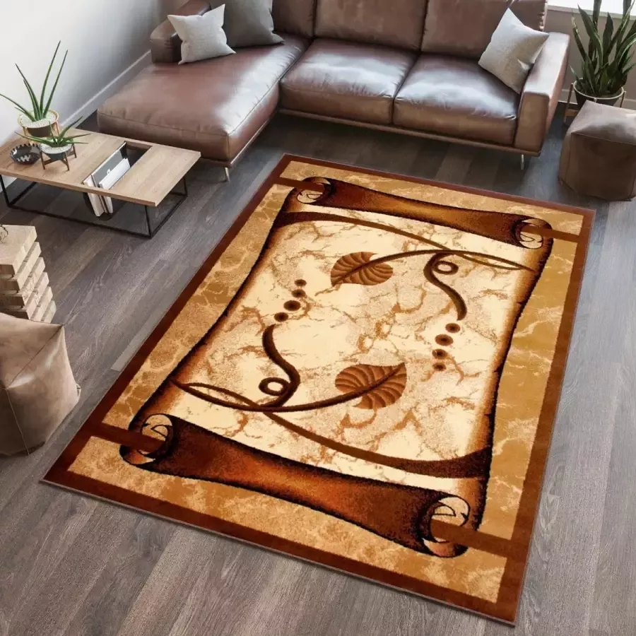 Tapiso Dorian Vloerkleed Beige Bruin Klassiek Slaapkamer Woonkamer Tapijt Maat- 110x195