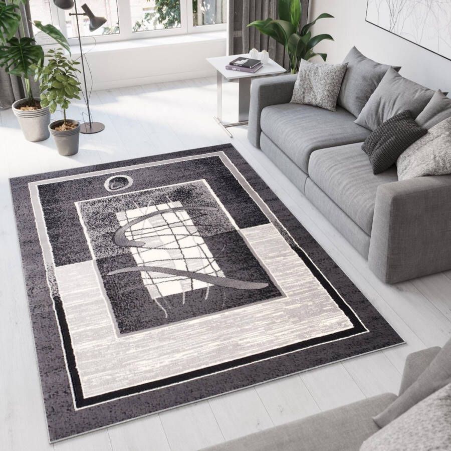 Tapiso Dream Vloerkleed Grijs Abstract Laagpolig Woonkamer Tapijt Maat- 160x230