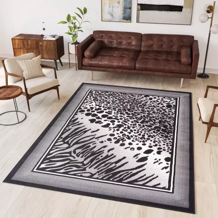 Tapiso Dream Vloerkleed Grijs Modern Tijger Dierenprint Woonkamer Tapijt Maat- 160x210