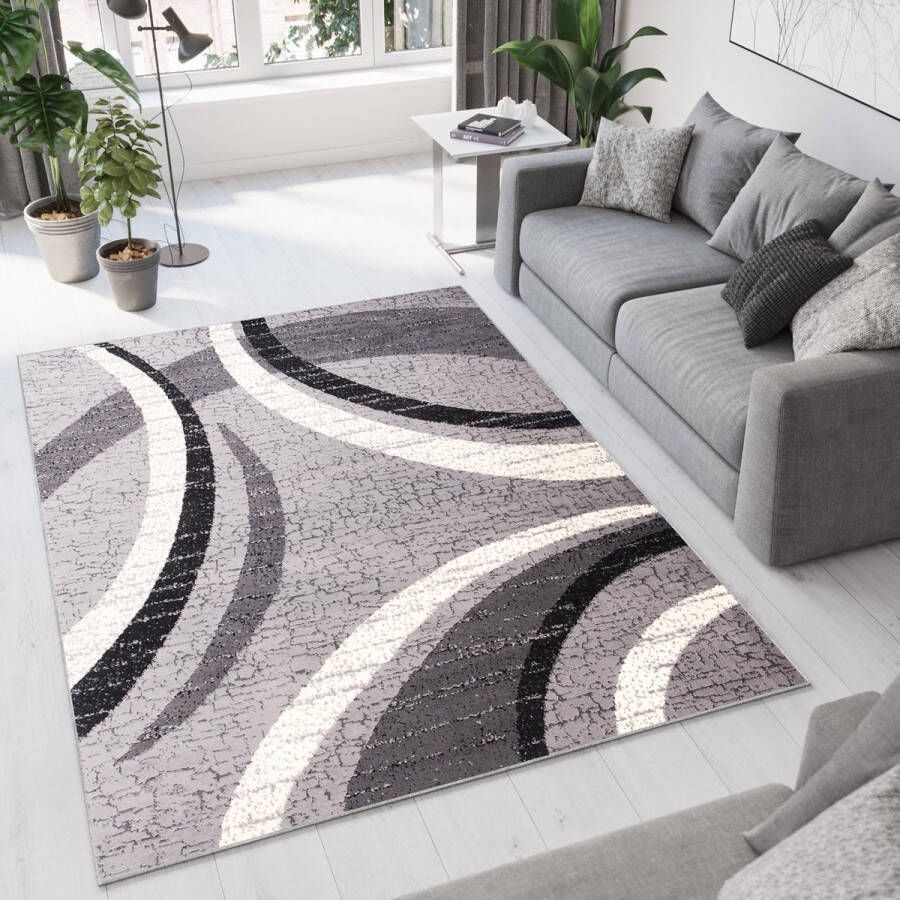 Tapiso Dream Vloerkleed Grijs Wit Modern Abstract Woonkamer Tapijt Maat- 250x350