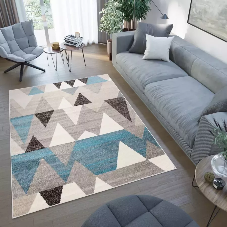 Tapiso Elefanta Vloerkleed Grijs Blauw Modern Woonkamer Slaapkamer Tapijt Maat- 140x200