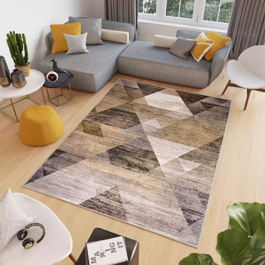 Tapiso Elefanta Vloerkleed Grijs Geometrisch Modern Woonkamer Tapijt Maat- 240x330