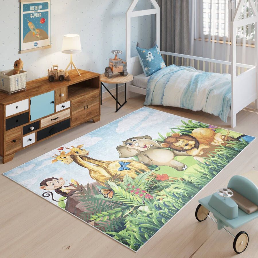 Tapiso Emma Vloerkleed Jeugdtapijt Dieren Kinderkamer Kindertapijt Tapijt Maat- 120x170