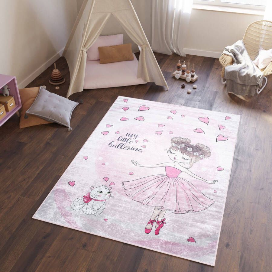 Tapiso Emma Vloerkleed Kindertapijt Ballerina Kinderkamer Baby Kinderen Tapijt Maat- 120x170