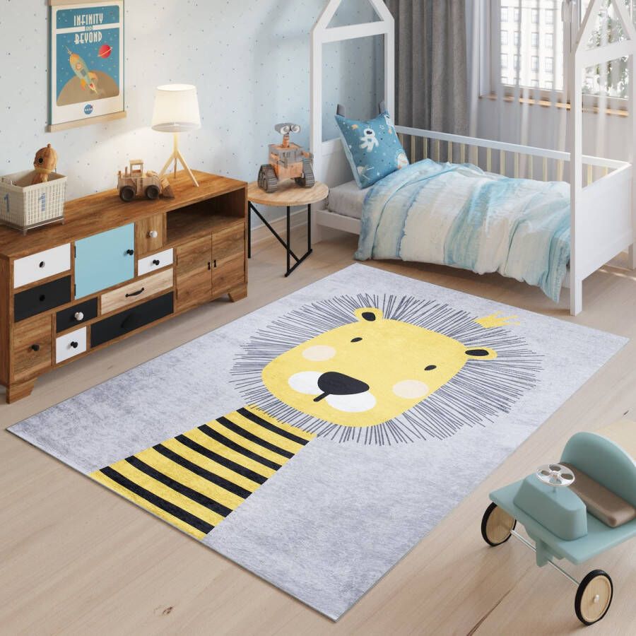 Tapiso Emma Vloerkleed Kindertapijt Leeuw Kinderkamer Baby Kinderen Tapijt Maat- 120x170