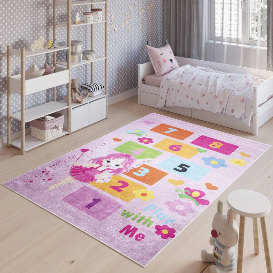 Tapiso Emma Vloerkleed Kindertapijt Meisje Kinderkamer Baby Kinderen Tapijt Maat- 120x170