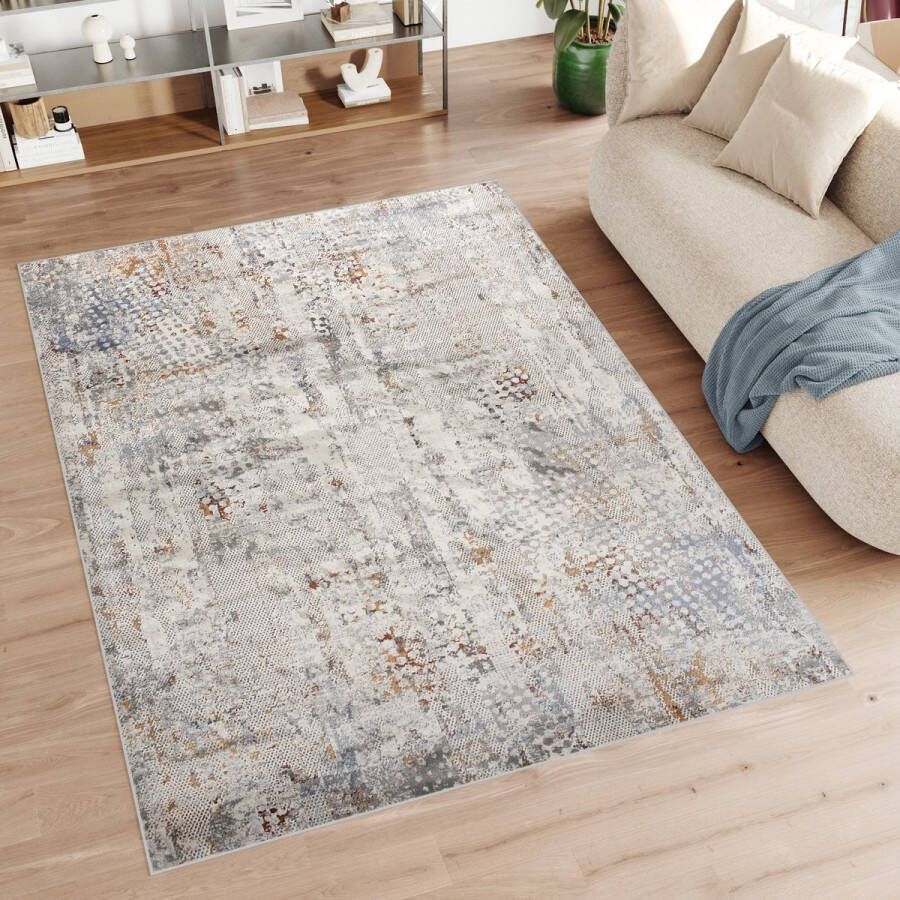 Tapiso Feyruz Vloerkleed Beige Grijs Modern Woonkamer Slaapkamer Tapijt Maat- 80x150