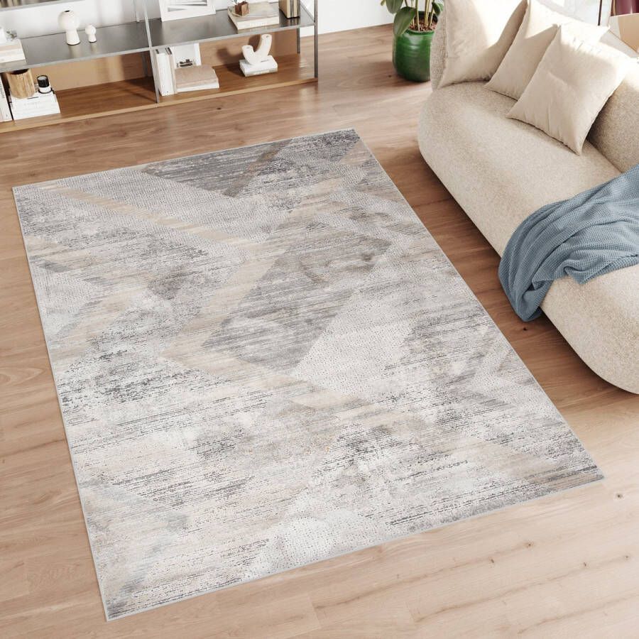 Tapiso Feyruz Vloerkleed Beige Modern Woonkamer Slaapkamer Tapijt Maat- 80x150