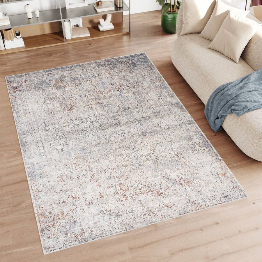 Tapiso Feyruz Vloerkleed Creme Woonkamer Laagpolig Vintage Tapijt Maat- 240x330