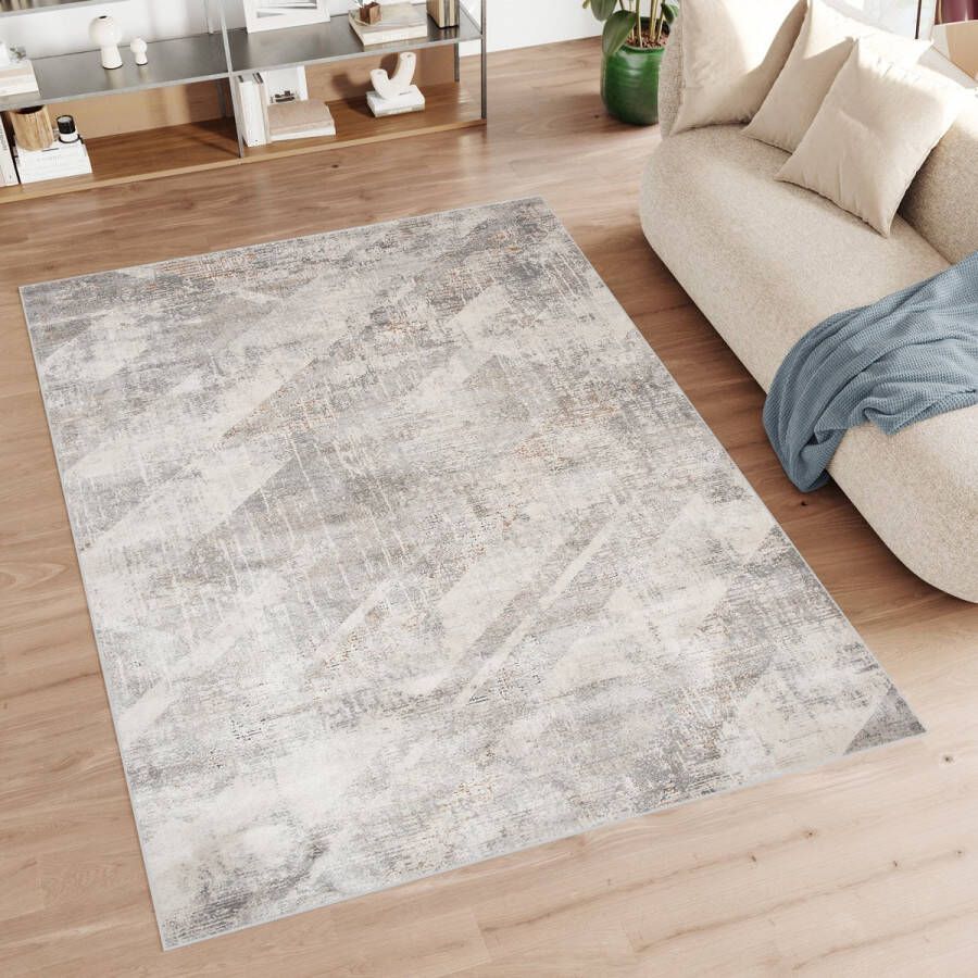 Tapiso Feyruz Vloerkleed Creme Woonkamer Laagpolig Abstract Tapijt Maat- 80x150