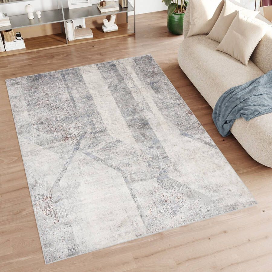 Tapiso Feyruz Vloerkleed Grijs Licht Modern Woonkamer Slaapkamer Tapijt Maat- 120x170