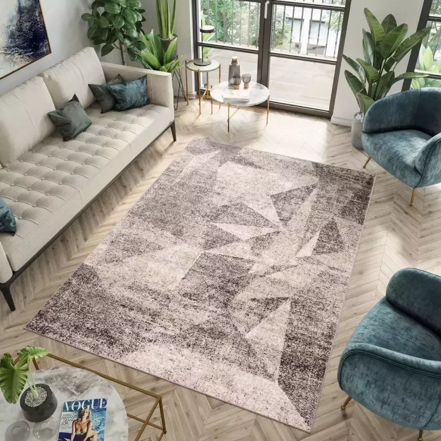 Tapiso Fiesta Vloerkleed Beige Woonkamer Abstract Tapijt Maat- 300x400